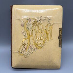 Antique Celluloid Victorian Cabinet Card Photo Album 1800s Early 1900s